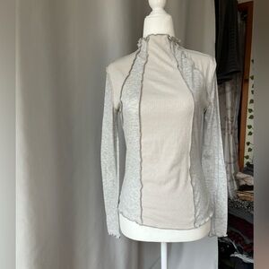 Miss Me Gray Ruffled Top With Detailed Stitching Size Small